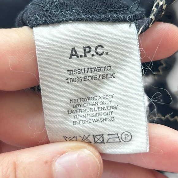 A.P.C. Black 100% Silk Patterned Jumpsuit Size Small Belted - Picture 7 of 9